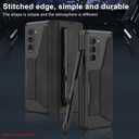 for Samsung Galaxy Z Fold 5 5G Case with [Fold5 Edition S-Pen Slot], Military Armor Cases Full Body Protective Anti-Scratch Hard Slim Leather Bracket Case with Screen Protector (Black)