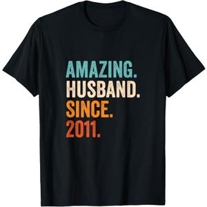 Amazing Husband Since 2011 15th wedding anniversary 15 years T-Shirt (Black, 2XL)
