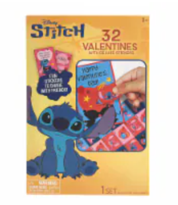 Disney Stitch Sticker Valentine Cards, 32 ct
