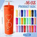 Skylety Nurse Gifts for Women Plastic Skinny Tumblers with Lid Straw Bulk 16 oz Matte Colorful Double Wall Tumblers Nursing Appreciation Gift for CNA Week Graduation School Office(24 Colors,24 Pcs)