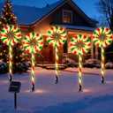 Christmas Decorations Outdoor Solar Pathway Lights, Set of 5 Waterproof Led Lollipop Peppermint Stake Lights, 8 Modes Candy Cane Landscape Garden Light for Xmas Patio Yard Walkway Decorations