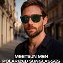 MEETSUN Small Polarized Sunglasses for Men Classic Retro Square Frame UV Protection Sunglasses for Fishing Driving,  (3 Pack) Black/Brown/Dark Green, 49 Millimeters 