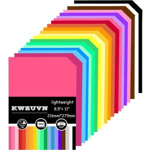 300 Sheets Colored Paper, 8.5 X 11 Colored Printer Paper Lightweight Construction Paper Double Sided Origami Paper for Crafts & Art, 20 Assorted Colors ( 70gsm/19lb)