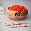 Valentines Day Gifts for Women Wooden Yarn Bowl Knitting Bowl Large Crochet Yarn Holder Handmade Crocheting Accessories and Supplies Organizer 7 x 3 (Natural)