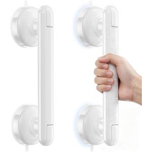 2 Pack Grab Bars for Bathtubs and Showers, 11 Inch Bathroom Safety Grip No Drilling & Waterproof, 230lbs Heavy Duty Shower Handle Removable Bath Handrails for Seniors and Elderly, White