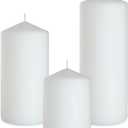 Set of 3 Different Sizes White Pillar Candles, Dripless Unscented 3x4 3x6 3x8 Inch Large Cylinder Column Candles for Home Table Decor Power Outage Emergency