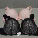 Curve Muse Women's Plus Size Add 1 and a Half Cup Push Up Underwire Convertible Lace Bras -2PK-Black,Pink-Size US 48C