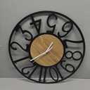 16inch/40cm Wall Clock for Living Room Vintage Silent Classroom Battery Clocks for Bathroom Bedroom Office Cafe Decoration (Wooden Arabic Numerals, 16 inches)