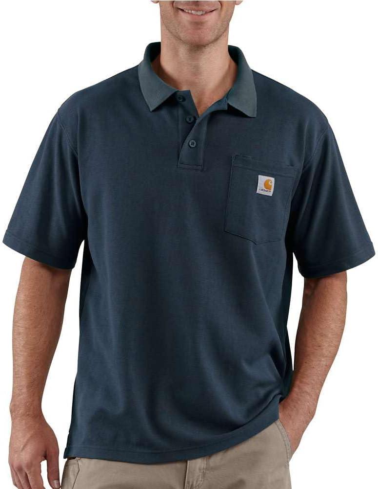 Carhartt Men's Loose Fit Midweight Short-Sleeve Pocket Polo (3X-Large, Navy)