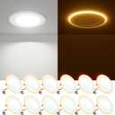 FREELICHT 12 Pack 4 Inch 5CCT LED Recessed Can Light with Night Light, 2700K/3000K/4000K/5000K/6000K Selectable Flat Recessed Lighting, 7W=60W, 700LM, Dimmable Retrofit - ETL & FCC