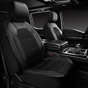 CAR PASS Leather Car Seat Covers Front Seats only, with Air Mesh Front Seat Covers Breathable, Cool Automotive Seat Covers 2 Pack, Universal Fits Most Cars,SUVs,Trucks,Vans Airbag Compatible (Black)