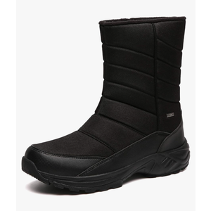 SILENTCARE Mens Winter Mid-Calf Snow Boot Fur Warm Waterproof Slip On Outdoor Athletic Size 12