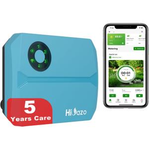 Smart Sprinklers Controller WiFi, Irrigation Controller Easy Use App Enabled, 4 Zone + 16 Plans, Save Water Auto Skip Rain, Freeze & Wind, 10 Minutes Install (Light Blue)