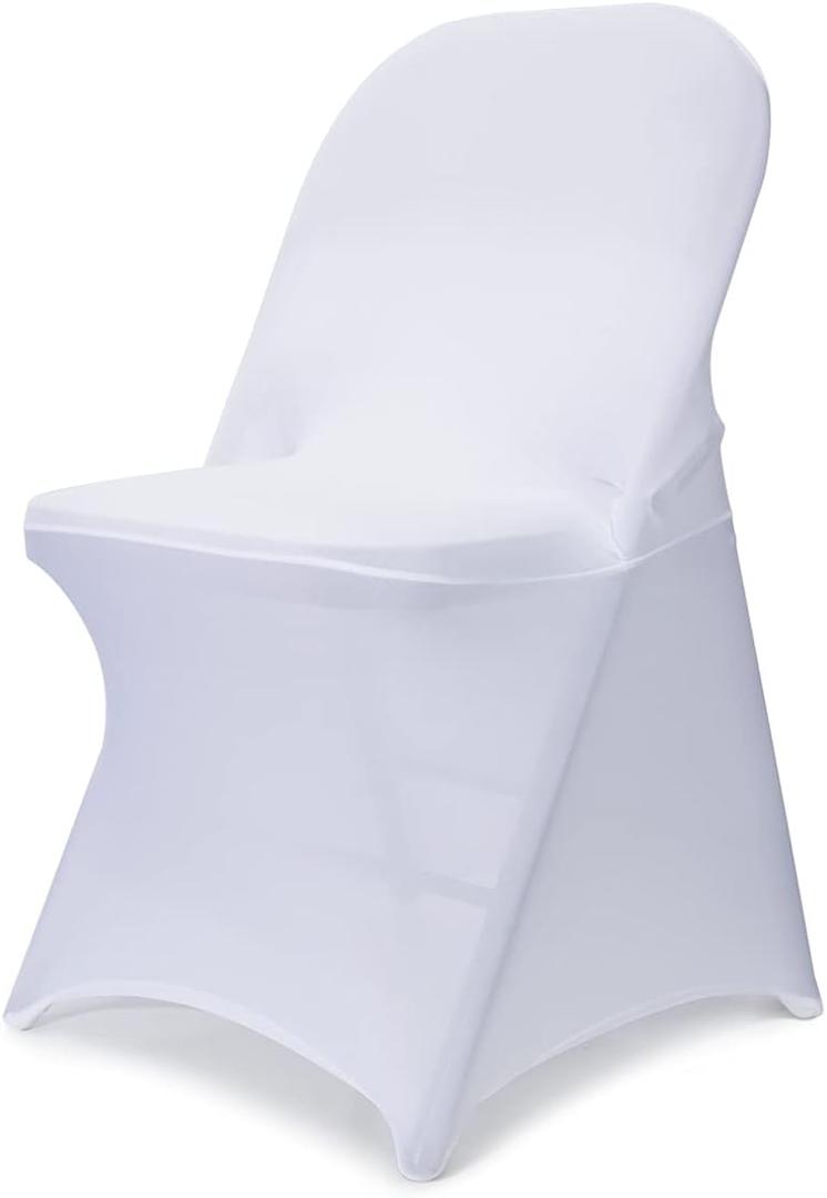 Babenest Spandex Folding Chair Covers - 50 PCS Upgraded Universal Stretch Washable Fitted Chair Slipcovers Protector for Wedding, Holidays, Banquet, Party, Celebration (White)