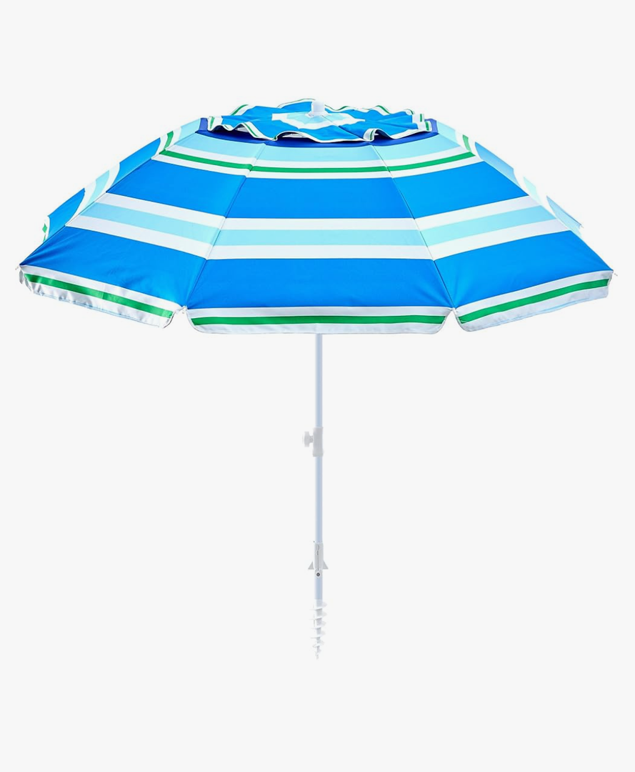 Beach Umbrella With Sand Anchor,UPF 50+Protection,8 Ribs, Beach Umbrellas For Sand Portable, With Button Tilt - Multifunctional Outdoor Sunshade For Gardens,Courtyards, And Beaches.