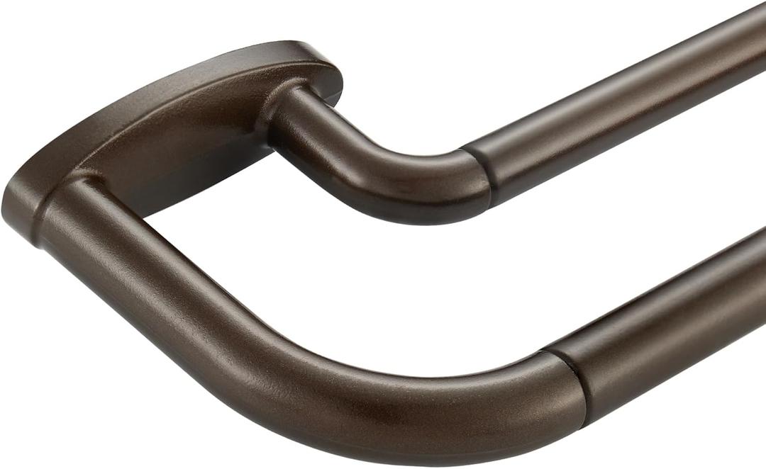 Double Curtain Rods Dark Bronze,Room Darkening Drapery Rod 72-144 Inches,Adjustable 3/4 Inches Front and 5/8 Inches Back Quality Metal Rod for Window,Wrap Around Design