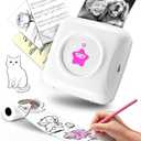 Vretti Mini Pocket Printer Portable Thermal Printer with 1 Roll Sticker Paper, Bluetooth Mini Printer for iPhone & Android, TP2Y Inkless Sticker Maker for Notes, Photos, Labels, DIY