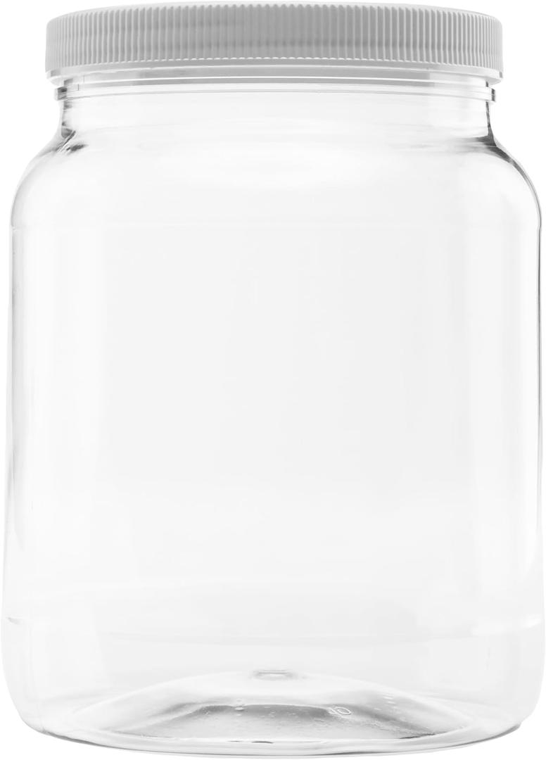 Plastic Storage Jars with Leak Proof Lids, BPA Free, Hand Wash Only (64oz, 1PK White)