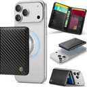 Defencase for Magsafe Wallet Magnetic Card Holder RFID Blocking, Minimalist Phone Wallet for MagSafe Phones and Cases for iPhone 17/16/ 15/14/ 13/12/ Pro/Max/Plus/Air, Carbon Fiber Black