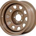 Rough Country Bronze Steel Wheel - 16x8, 6x5.5 Bolt Pattern, 12mm Offset, 4.25 Bore, Heavy-Duty D-Window Off-Road Rim for Trucks & Jeeps