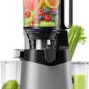 EanOruus Cold Press Juicer, 5.8" Wide Feed Chute Juice Extractor Machine with 400W, High Juice Yield, Slow Masticating Juicer for Whole Vegetables & Fruits, Dark Grey
