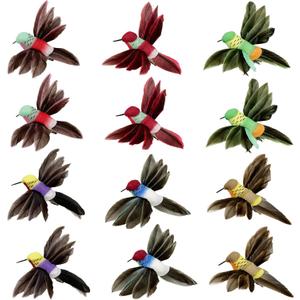 12pcs Hummingbird Christmas Tree Decorations Clip on Birds Feathered Flying Humming Bird Ornaments for Xmas Wreath Crafts Home Party Decor