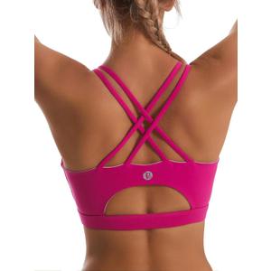 Sports Bras for Women,Padded Sports Bra Tank Top Sexy Crisscross Back High Impact Longline Workout Yoga Bra (Small, Bright Pink)