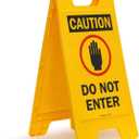 SmartSign Folding Floor Sign, Legend "Do Not Enter" with Graphic, 25" high x 12" wide, Black/Red on Yellow