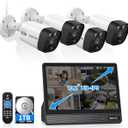 OOSSXX (2026 New 4K PoE Security Camera System Outdoor, 8CH NVR with 10" IPS Monitor & 1TB HDD, 4 Cameras, 130 Wide Angle, AI Human Detection, Two-Way Audio, No Monthly Fee