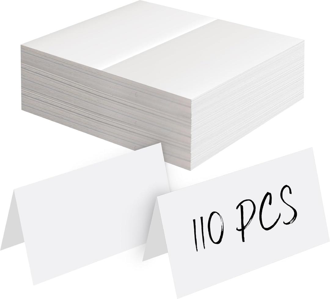 Gethelud 110 PCS Tent Cards, Small Blank Place Cards Delicate Seating Cards Blank Name Cards Escort Cards for Wedding, Table, Dinner Parties, Receptions (Each Measures 2 x 3.5)