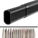 Oval Closet Rod 18-88 Inch Adjustable Closet Rods for Hanging Clothes Heavy Duty Black Poles Bar with End Supports Rust Proof Wardrobe Rod for Laundry Room RV