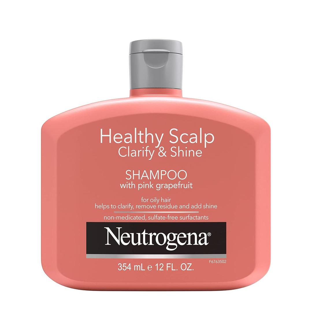 Neutrogena Exfoliating Healthy Scalp Clarifying Shampoo for Oily Hair & Scalp, Pink Grapefruit pHBalanced AntiResidue Formula Adds Shine, Sulfate, Paraben & PhthalateFree, ColorSafe, 12 Fl Oz