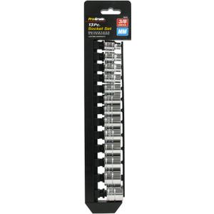 13 PC. 3/8" DR. METRIC SOCKET SET W/RAIL
