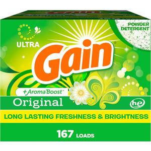 Gain Powder Laundry Detergent, Original Scent, 167 Loads, 154 OZ