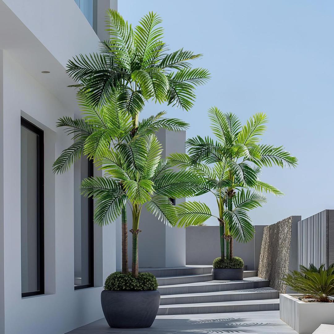 Erimda 9.1FT Artificial Phoenix Palm Tree Artificial Plants Indoor Outdoor Large Faux Coconut Silk Palm Tree Tropical Fake Tree Faux Sago Palm Plant for Modern Farmhouse Yard Outside Patio Poolside
