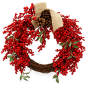 Red Berries Christmas Wreath for Front Door Artifcial Winter Wreath for Window Wall Decor (22inch)