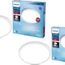 PHILIPS LED Flush Mount Ultra Thin Silver Ceiling Light 2-Pack Bright White (3000K) 1500 Lumen (22W = 100W) No Bulbs Required