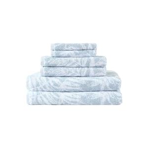 Tommy Bahama - Bathroom Towel Set, Soft & Absorbent 100% Yarn-Dyed Cotton Terry Towels, Coastal Bath Towel Set (Art of Palms Blue, 6 Piece)