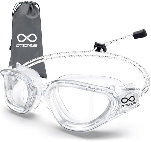 Otionus Swim Goggles, Polarized Adult Swimming Goggles Bungee Strap No Hair Pulling Anti-fog Pool Goggles for Men Women