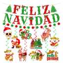 Mexican Christmas Decorations Feliz Navidad Banner & Hanging Swirls, Pack of 4