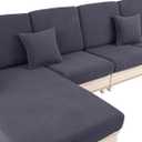 Couch Cushion Covers for Sectional Sofa L Shape Washable Separate Seat Chaise Couch Cover Stretch Sofa Slipcovers with 2 Pcs Pillowcases(2 Seater + 1 Chaise, Dark Grey) (Seat Only: 2 Seat + 1 Chaise)