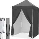 EAGLE PEAK 5x5 Instant Canopy with 4-Side Wall Panels, Small Pop up Portable Canopy Tent with Carry Bag, Light Weight Sun Shelter for Sports, Camping and Beach, Gray