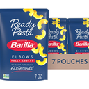 Barilla Ready Pasta, Fully Cooked Elbows Macaroni Pasta, Non-GMO & Kosher, 7 oz (Pack of 7), BB August 1, 2026