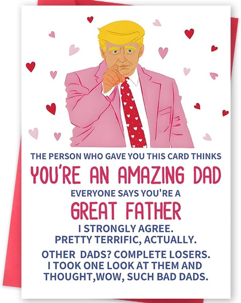 6 x Funny Fathers Day Card for Husband or Dad, Fathers Day Gift from Wife Family, Adult Humor Novelty Greeting Card, Amazing Dad Appreciation Card