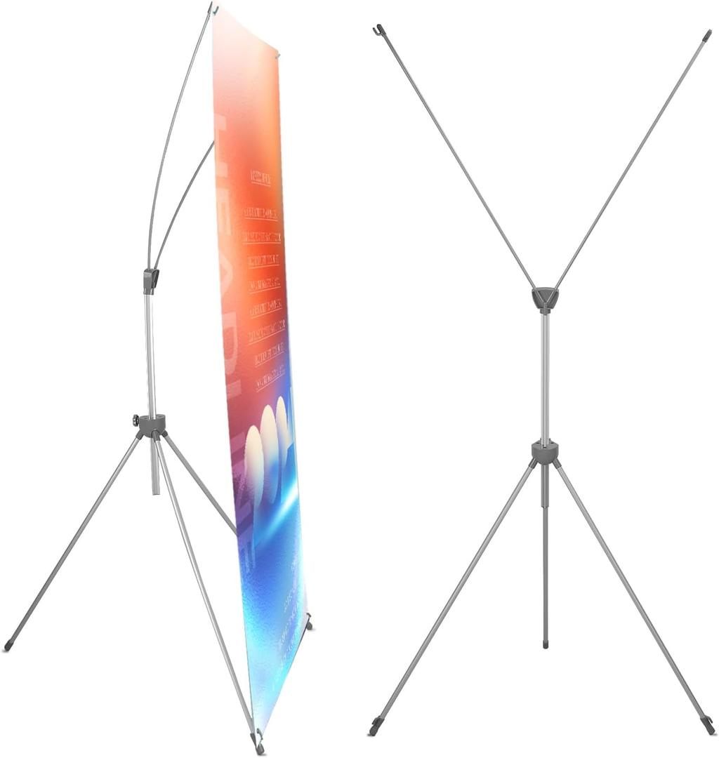 2PACK Adjustable X Banner Stand for Display Banner Holder Stand Adjustable Size 23"X63" to 32"X78" with Carrying Bag for Trade Shows Promotions Events,