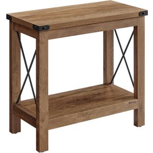 VASAGLE 2-Tier End Table, Side Table with Bottom Shelf, Nightstand for Small Spaces, for Living Room, Bedroom, Farmhouse Style, Honey Brown ULET235K41