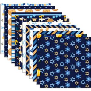 24 Sheets Hanukkah Scrapbook Paper, 11.811.8 Inch Star Lamp Pattern Paper Hanukkah Double-Sided Cardstock Decorative for Jewish Festival Decorations,Card Making,Origami, DIY Background,Photo Decor