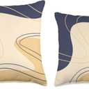 Minimalist Neutral Yellow Mustard and Navy Blue Shapes Throw Pillow