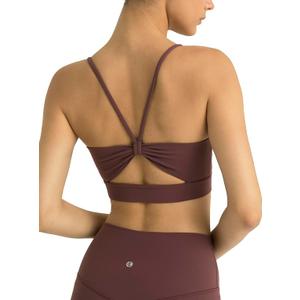 Colorfulkoala Women's Dreamlux Bowknot Strappy Sports Bras Light Impact Workout Yoga Tops M-L 