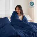 Bare Home Bedding Duvet Cover Extra Long Size - Premium 1800 Super Soft - Lightweight, Cooling Duvet Cover - Soft Breathable Bedding (Twin/Twin XL, Dark Blue)
